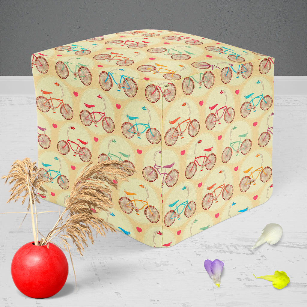 Bicycles & Pink Hearts Footstool Footrest Puffy Pouffe Ottoman Bean Bag | Canvas Fabric-Footstools-FST_CB_BN-IC 5007446 IC 5007446, Abstract Expressionism, Abstracts, Ancient, Art and Paintings, Automobiles, Bikes, Hearts, Historical, Hobbies, Illustrations, Love, Medieval, Patterns, Retro, Romance, Semi Abstract, Signs, Signs and Symbols, Sports, Transportation, Travel, Vehicles, Vintage, bicycles, pink, footstool, footrest, puffy, pouffe, ottoman, bean, bag, canvas, fabric, abstract, background, bicycle, 