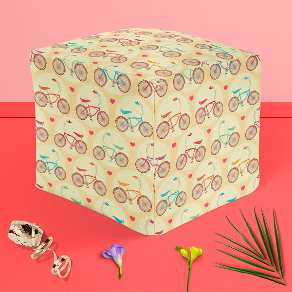 Bicycles & Pink Hearts Footstool Footrest Puffy Pouffe Ottoman Bean Bag | Canvas Fabric-Footstools-FST_CB_BN-IC 5007446 IC 5007446, Abstract Expressionism, Abstracts, Ancient, Art and Paintings, Automobiles, Bikes, Hearts, Historical, Hobbies, Illustrations, Love, Medieval, Patterns, Retro, Romance, Semi Abstract, Signs, Signs and Symbols, Sports, Transportation, Travel, Vehicles, Vintage, bicycles, pink, puffy, pouffe, ottoman, footstool, footrest, bean, bag, canvas, fabric, abstract, background, bicycle, 