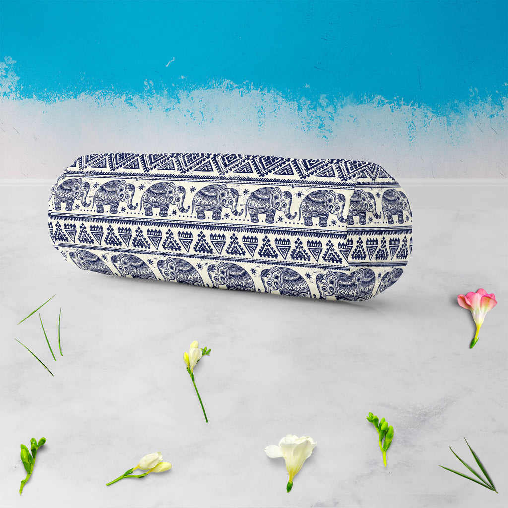 Ethnic Elephant Bolster Cover Booster Cases | Concealed Zipper Opening-Bolster Covers-BOL_CV_ZP-IC 5007449 IC 5007449, Abstract Expressionism, Abstracts, African, Allah, Ancient, Arabic, Art and Paintings, Aztec, Botanical, Culture, Ethnic, Fashion, Festivals and Occasions, Festive, Floral, Flowers, Historical, Illustrations, Indian, Islam, Mandala, Medieval, Mexican, Nature, Patterns, Retro, Semi Abstract, Signs, Signs and Symbols, Traditional, Tribal, Vintage, World Culture, elephant, bolster, cover, boos