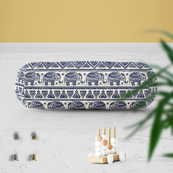 Ethnic Elephant Bolster Cover Booster Cases | Concealed Zipper Opening-Bolster Covers-BOL_CV_ZP-IC 5007449 IC 5007449, Abstract Expressionism, Abstracts, African, Allah, Ancient, Arabic, Art and Paintings, Aztec, Botanical, Culture, Ethnic, Fashion, Festivals and Occasions, Festive, Floral, Flowers, Historical, Illustrations, Indian, Islam, Mandala, Medieval, Mexican, Nature, Patterns, Retro, Semi Abstract, Signs, Signs and Symbols, Traditional, Tribal, Vintage, World Culture, elephant, bolster, cover, boos