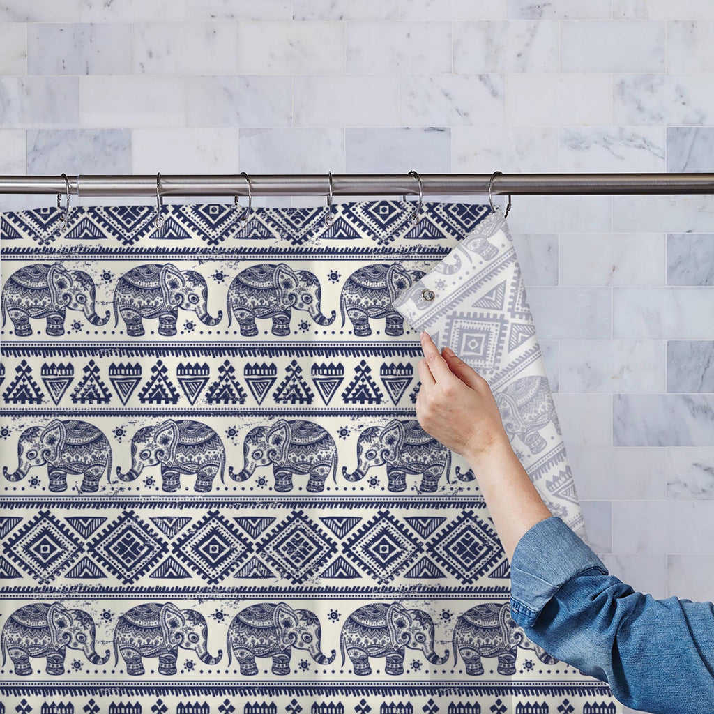 Ethnic Elephant Washable Waterproof Shower Curtain-Shower Curtains-CUR_SH-IC 5007449 IC 5007449, Abstract Expressionism, Abstracts, African, Allah, Ancient, Arabic, Art and Paintings, Aztec, Botanical, Culture, Ethnic, Fashion, Festivals and Occasions, Festive, Floral, Flowers, Historical, Illustrations, Indian, Islam, Mandala, Medieval, Mexican, Nature, Patterns, Retro, Semi Abstract, Signs, Signs and Symbols, Traditional, Tribal, Vintage, World Culture, elephant, washable, waterproof, shower, curtain, pat