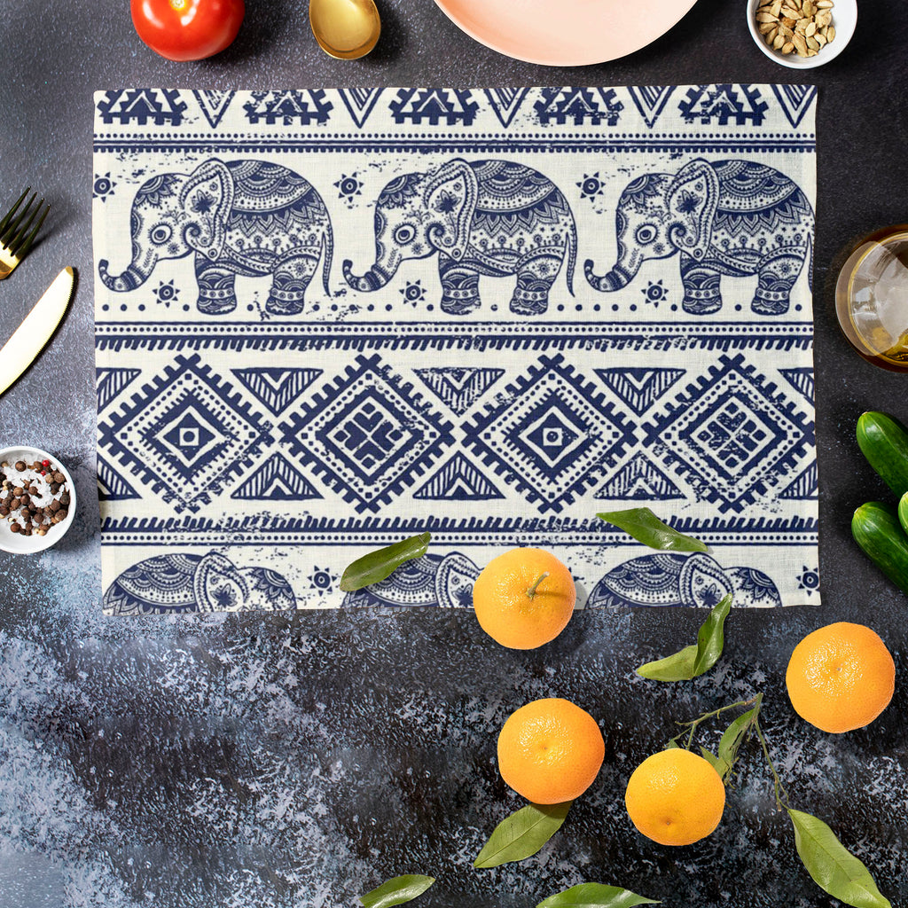 Ethnic Elephant Table Mat Placemat-Table Place Mats Fabric-MAT_TB-IC 5007449 IC 5007449, Abstract Expressionism, Abstracts, African, Allah, Ancient, Arabic, Art and Paintings, Aztec, Botanical, Culture, Ethnic, Fashion, Festivals and Occasions, Festive, Floral, Flowers, Historical, Illustrations, Indian, Islam, Mandala, Medieval, Mexican, Nature, Patterns, Retro, Semi Abstract, Signs, Signs and Symbols, Traditional, Tribal, Vintage, World Culture, elephant, table, mat, placemat, pattern, texture, arabesque,