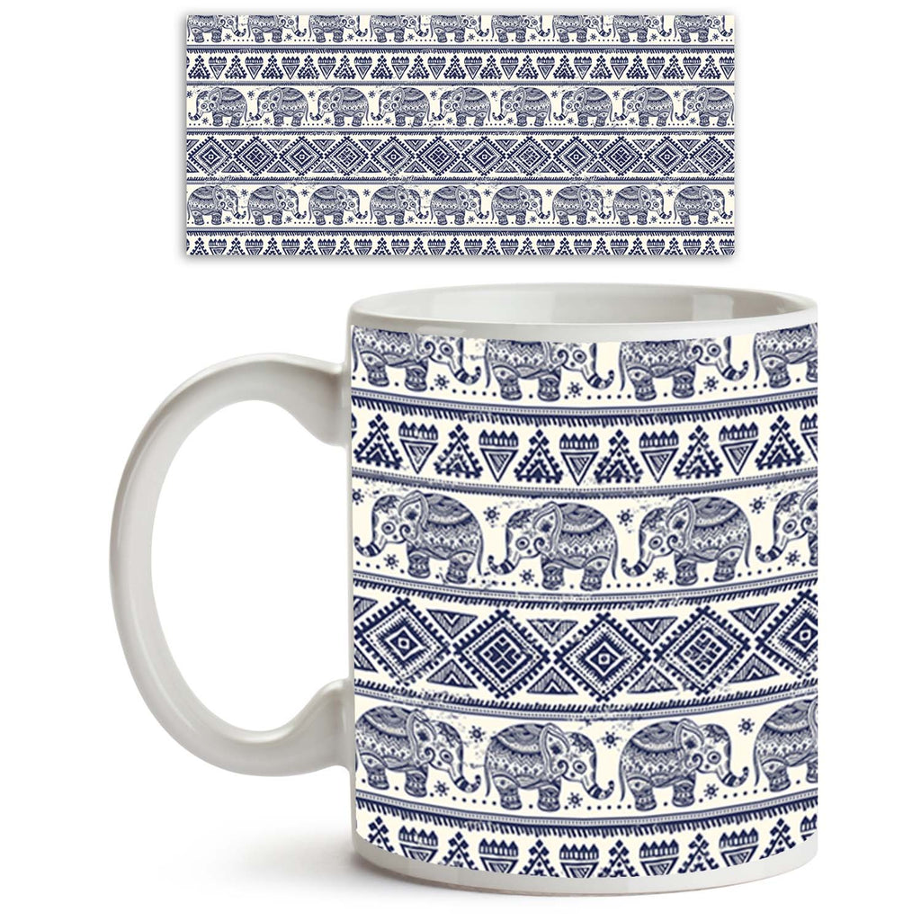 Ethnic Elephant Ceramic Coffee Tea Mug Inside White-Coffee Mugs-MUG-IC 5007449 IC 5007449, Abstract Expressionism, Abstracts, African, Allah, Ancient, Arabic, Art and Paintings, Aztec, Botanical, Culture, Ethnic, Fashion, Festivals and Occasions, Festive, Floral, Flowers, Historical, Illustrations, Indian, Islam, Mandala, Medieval, Mexican, Nature, Patterns, Retro, Semi Abstract, Signs, Signs and Symbols, Traditional, Tribal, Vintage, World Culture, elephant, ceramic, coffee, tea, mug, inside, white, patter