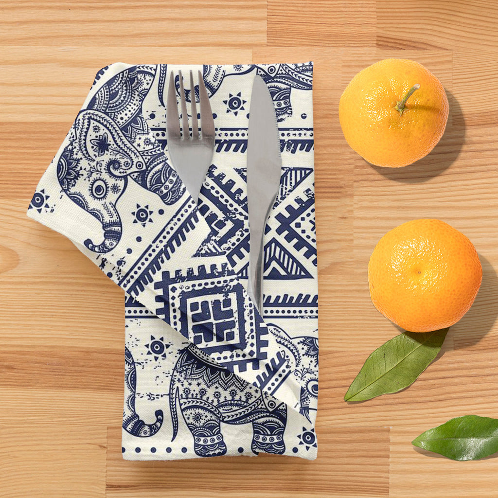 Ethnic Elephant Table Napkin-Table Napkins-NAP_TB-IC 5007449 IC 5007449, Abstract Expressionism, Abstracts, African, Allah, Ancient, Arabic, Art and Paintings, Aztec, Botanical, Culture, Ethnic, Fashion, Festivals and Occasions, Festive, Floral, Flowers, Historical, Illustrations, Indian, Islam, Mandala, Medieval, Mexican, Nature, Patterns, Retro, Semi Abstract, Signs, Signs and Symbols, Traditional, Tribal, Vintage, World Culture, elephant, table, napkin, pattern, texture, arabesque, art, abstract, backdro
