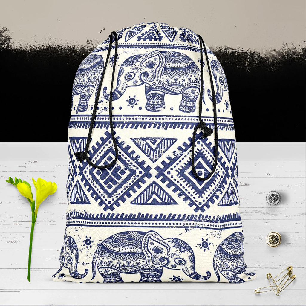 Ethnic Elephant Reusable Sack Bag | Bag for Gym, Storage, Vegetable & Travel-Drawstring Sack Bags-SCK_FB_DS-IC 5007449 IC 5007449, Abstract Expressionism, Abstracts, African, Allah, Ancient, Arabic, Art and Paintings, Aztec, Botanical, Culture, Ethnic, Fashion, Festivals and Occasions, Festive, Floral, Flowers, Historical, Illustrations, Indian, Islam, Mandala, Medieval, Mexican, Nature, Patterns, Retro, Semi Abstract, Signs, Signs and Symbols, Traditional, Tribal, Vintage, World Culture, elephant, reusable
