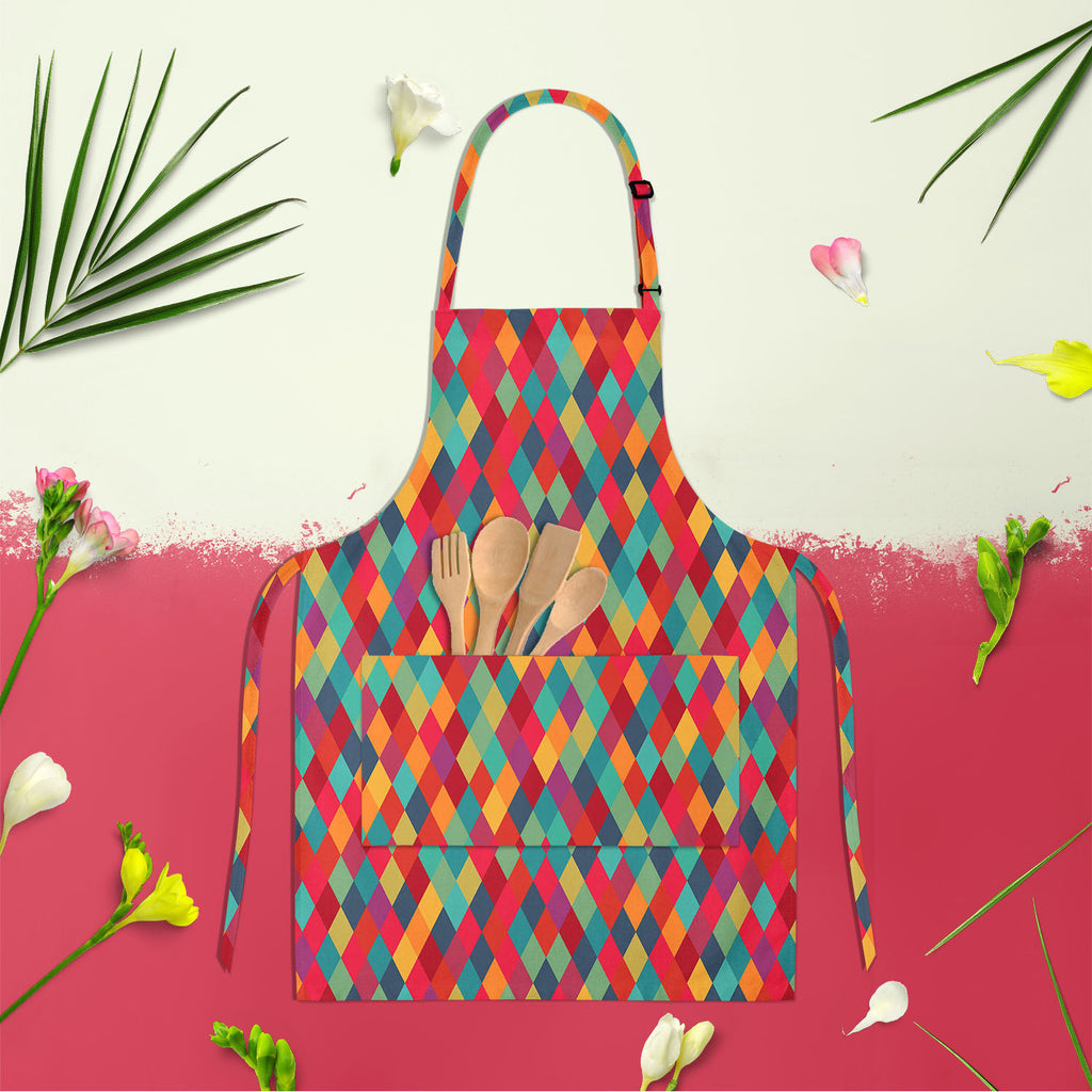 Diamond Tiles Apron | Adjustable, Free Size & Waist Tiebacks-Aprons Neck to Knee-APR_NK_KN-IC 5007450 IC 5007450, Abstract Expressionism, Abstracts, Ancient, Art and Paintings, Diamond, Digital, Digital Art, Fashion, Geometric, Geometric Abstraction, Graphic, Historical, Illustrations, Medieval, Modern Art, Paintings, Patterns, Retro, Semi Abstract, Signs, Signs and Symbols, Triangles, Vintage, tiles, apron, adjustable, free, size, waist, tiebacks, abstract, art, backdrop, background, blue, colorful, cover,