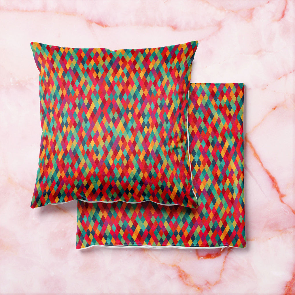 Diamond Tiles Cushion Cover Throw Pillow-Cushion Covers-CUS_CV-IC 5007450 IC 5007450, Abstract Expressionism, Abstracts, Ancient, Art and Paintings, Diamond, Digital, Digital Art, Fashion, Geometric, Geometric Abstraction, Graphic, Historical, Illustrations, Medieval, Modern Art, Paintings, Patterns, Retro, Semi Abstract, Signs, Signs and Symbols, Triangles, Vintage, tiles, cushion, cover, throw, pillow, abstract, art, backdrop, background, blue, colorful, creative, decoration, design, geometrical, geometry