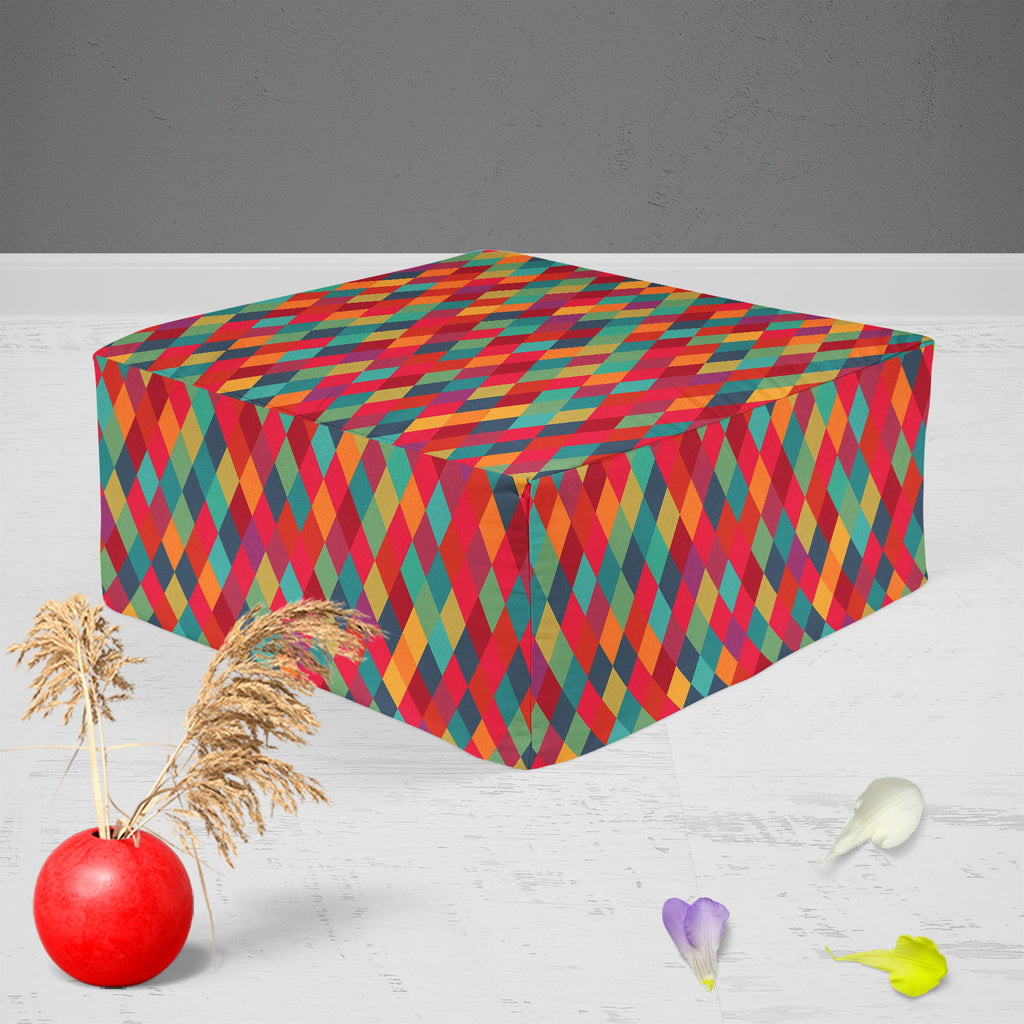 Diamond Tiles Footstool Footrest Puffy Pouffe Ottoman Bean Bag | Canvas Fabric-Footstools-FST_CB_BN-IC 5007450 IC 5007450, Abstract Expressionism, Abstracts, Ancient, Art and Paintings, Diamond, Digital, Digital Art, Fashion, Geometric, Geometric Abstraction, Graphic, Historical, Illustrations, Medieval, Modern Art, Paintings, Patterns, Retro, Semi Abstract, Signs, Signs and Symbols, Triangles, Vintage, tiles, footstool, footrest, puffy, pouffe, ottoman, bean, bag, canvas, fabric, abstract, art, backdrop, b