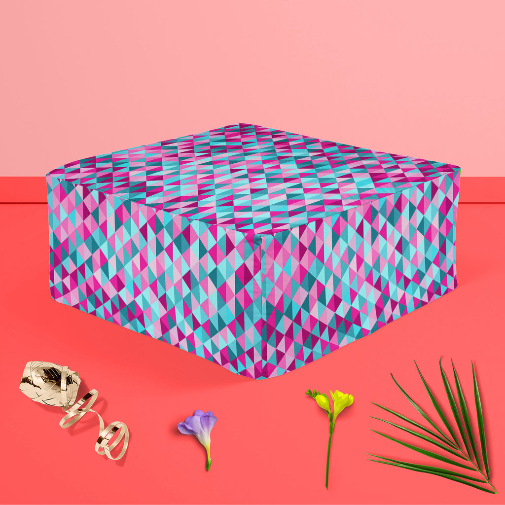 Triangle Tiles Footstool Footrest Puffy Pouffe Ottoman Bean Bag | Canvas Fabric-Footstools-FST_CB_BN-IC 5007452 IC 5007452, Abstract Expressionism, Abstracts, Art and Paintings, Decorative, Geometric, Geometric Abstraction, Grid Art, Illustrations, Modern Art, Patterns, Semi Abstract, Signs, Signs and Symbols, Triangles, triangle, tiles, footstool, footrest, puffy, pouffe, ottoman, bean, bag, canvas, fabric, abstract, art, backdrop, background, blue, closeup, color, creative, decor, design, grid, illustrati