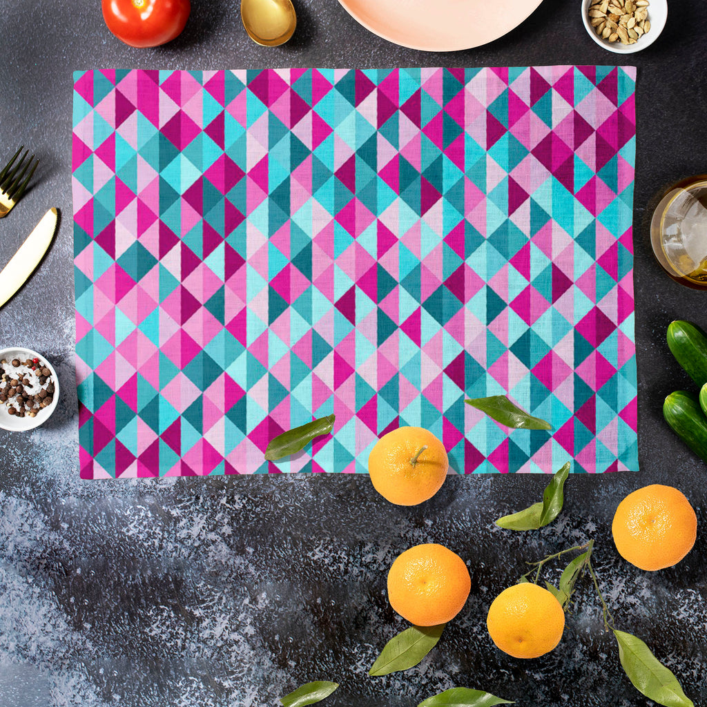 Triangle Tiles Table Mat Placemat-Table Place Mats Fabric-MAT_TB-IC 5007452 IC 5007452, Abstract Expressionism, Abstracts, Art and Paintings, Decorative, Geometric, Geometric Abstraction, Grid Art, Illustrations, Modern Art, Patterns, Semi Abstract, Signs, Signs and Symbols, Triangles, triangle, tiles, table, mat, placemat, abstract, art, backdrop, background, blue, closeup, color, creative, decor, design, grid, illustration, modern, mosaic, pattern, pixel, purple, red, seamless, snake, style, texture, tile