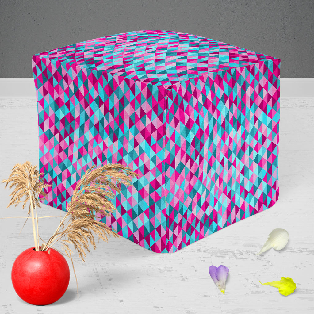 Triangle Tiles Footstool Footrest Puffy Pouffe Ottoman Bean Bag | Canvas Fabric-Footstools-FST_CB_BN-IC 5007452 IC 5007452, Abstract Expressionism, Abstracts, Art and Paintings, Decorative, Geometric, Geometric Abstraction, Grid Art, Illustrations, Modern Art, Patterns, Semi Abstract, Signs, Signs and Symbols, Triangles, triangle, tiles, footstool, footrest, puffy, pouffe, ottoman, bean, bag, canvas, fabric, abstract, art, backdrop, background, blue, closeup, color, creative, decor, design, grid, illustrati