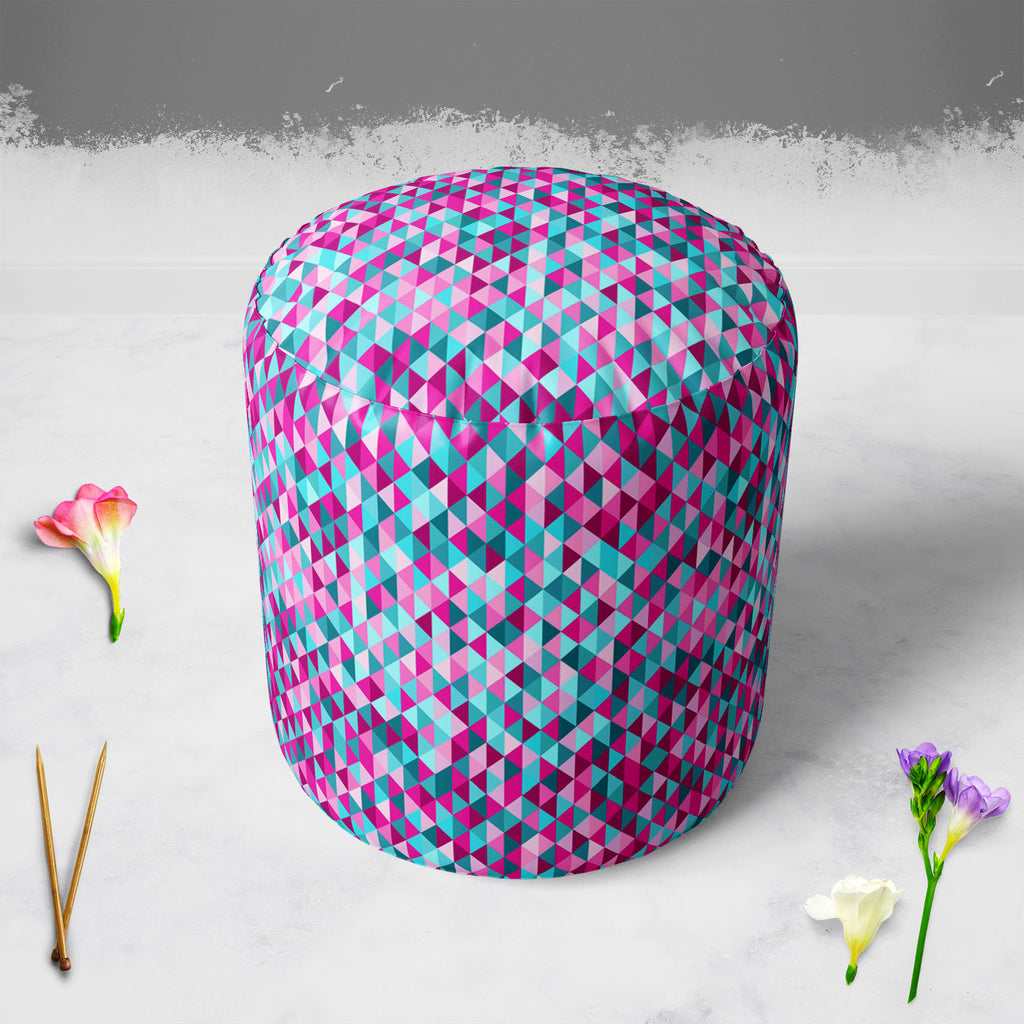 Triangle Tiles Footstool Footrest Puffy Pouffe Ottoman Bean Bag | Canvas Fabric-Footstools-FST_CB_BN-IC 5007452 IC 5007452, Abstract Expressionism, Abstracts, Art and Paintings, Decorative, Geometric, Geometric Abstraction, Grid Art, Illustrations, Modern Art, Patterns, Semi Abstract, Signs, Signs and Symbols, Triangles, triangle, tiles, footstool, footrest, puffy, pouffe, ottoman, bean, bag, canvas, fabric, abstract, art, backdrop, background, blue, closeup, color, creative, decor, design, grid, illustrati