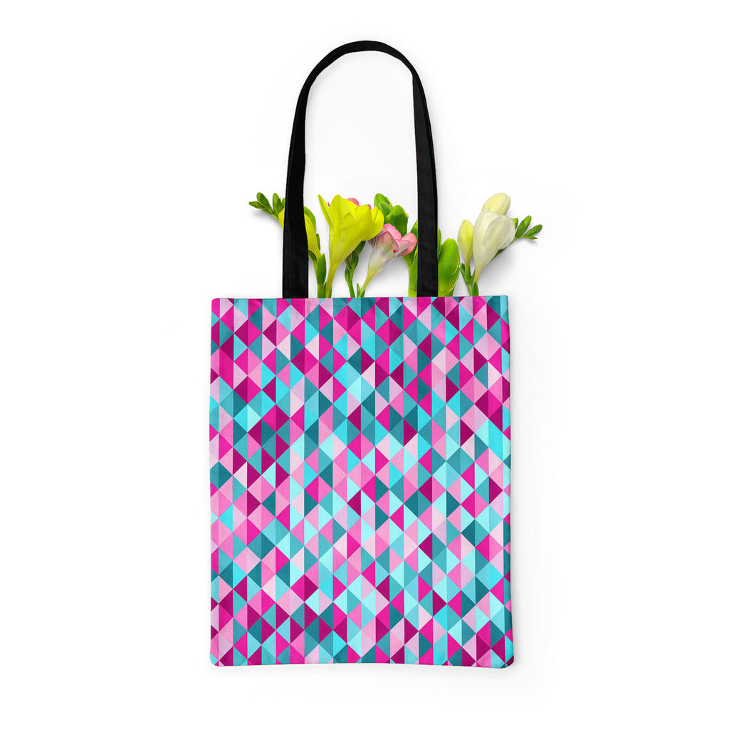 Triangle Tiles Tote Bag Shoulder Purse | Multipurpose-Tote Bags Basic-TOT_FB_BS-IC 5007452 IC 5007452, Abstract Expressionism, Abstracts, Art and Paintings, Decorative, Geometric, Geometric Abstraction, Grid Art, Illustrations, Modern Art, Patterns, Semi Abstract, Signs, Signs and Symbols, Triangles, triangle, tiles, tote, bag, shoulder, purse, multipurpose, abstract, art, backdrop, background, blue, closeup, color, creative, decor, design, grid, illustration, modern, mosaic, pattern, pixel, purple, red, se