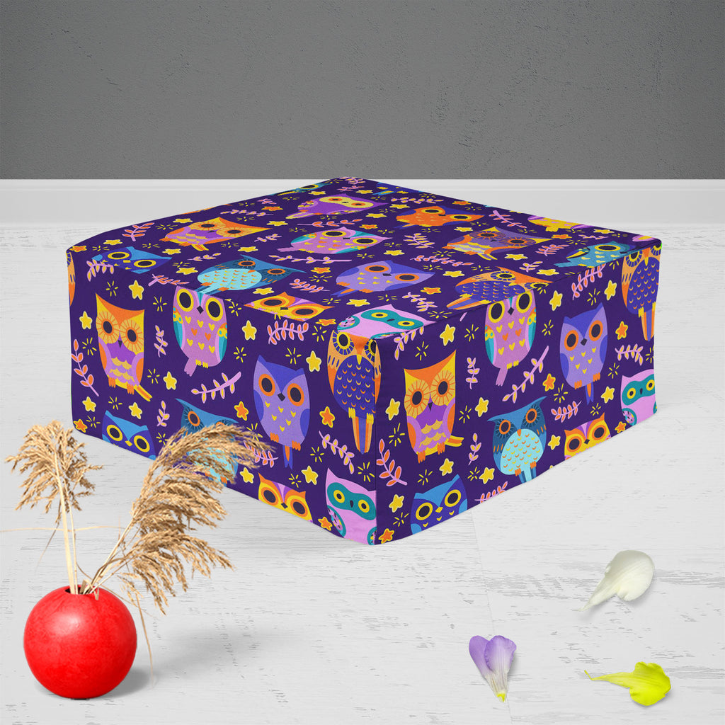 Owls Footstool Footrest Puffy Pouffe Ottoman Bean Bag | Canvas Fabric-Footstools-FST_CB_BN-IC 5007453 IC 5007453, Animated Cartoons, Art and Paintings, Baby, Birds, Caricature, Cartoons, Children, Comics, Digital, Digital Art, Graphic, Illustrations, Kids, Nature, Patterns, Scenic, Signs, Signs and Symbols, owls, footstool, footrest, puffy, pouffe, ottoman, bean, bag, canvas, fabric, owl, adorable, art, background, bird, cartoon, character, colorful, comic, cute, decor, decoration, design, element, fun, fun