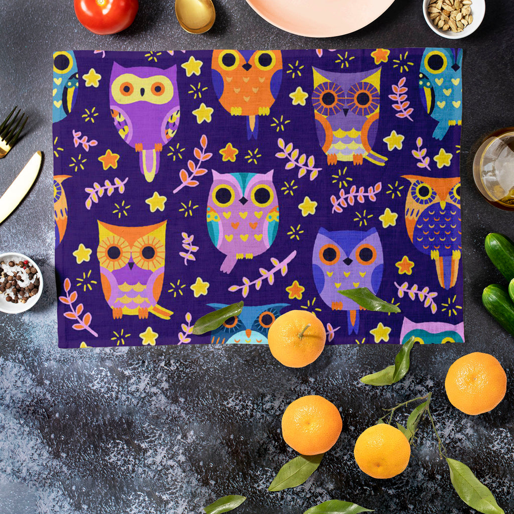 Owls Table Mat Placemat-Table Place Mats Fabric-MAT_TB-IC 5007453 IC 5007453, Animated Cartoons, Art and Paintings, Baby, Birds, Caricature, Cartoons, Children, Comics, Digital, Digital Art, Graphic, Illustrations, Kids, Nature, Patterns, Scenic, Signs, Signs and Symbols, owls, table, mat, placemat, owl, adorable, art, background, bird, cartoon, character, colorful, comic, cute, decor, decoration, design, element, fun, funny, illustration, kid, ornament, paper, pattern, print, seamless, sweet, texture, wall