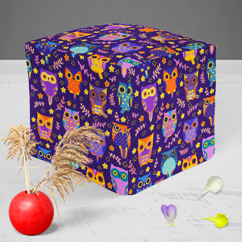 Owls Footstool Footrest Puffy Pouffe Ottoman Bean Bag | Canvas Fabric-Footstools-FST_CB_BN-IC 5007453 IC 5007453, Animated Cartoons, Art and Paintings, Baby, Birds, Caricature, Cartoons, Children, Comics, Digital, Digital Art, Graphic, Illustrations, Kids, Nature, Patterns, Scenic, Signs, Signs and Symbols, owls, footstool, footrest, puffy, pouffe, ottoman, bean, bag, canvas, fabric, owl, adorable, art, background, bird, cartoon, character, colorful, comic, cute, decor, decoration, design, element, fun, fun