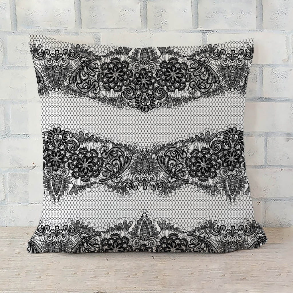 ArtzFolio Black Lace Cushion Cover Throw Pillow-Cushion Covers-AZHFR25118242CUS_CV_L-Image Code 5007455 Vishnu Image Folio Pvt Ltd, IC 5007455, ArtzFolio, Cushion Covers, Abstract, Digital Art, black, lace, cushion, cover, throw, pillow, seamless, pattern, flowers, white, background, fabric, design, sofa throws, single throw pillow, zippered throw pillow cover, satin pillow cover, throw pillow, cushion cover only, cushion cover, pillow cover for sofa, pitaara box, throw cushion, kids cushion cover, square c