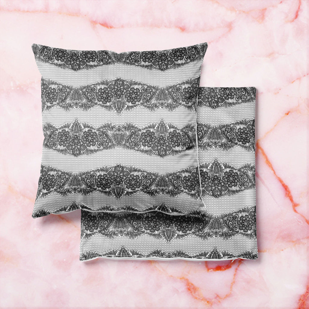 Black Lace Cushion Cover Throw Pillow-Cushion Covers-CUS_CV-IC 5007455 IC 5007455, Ancient, Art and Paintings, Black, Black and White, Botanical, Culture, Decorative, Ethnic, Fashion, Floral, Flowers, Historical, Hobbies, Holidays, Illustrations, Medieval, Nature, Patterns, Retro, Signs, Signs and Symbols, Traditional, Tribal, Vintage, Wedding, White, World Culture, lace, cushion, cover, throw, pillow, pattern, textures, embroidery, art, backdrop, background, classic, craft, crochet, curve, deco, decor, dec