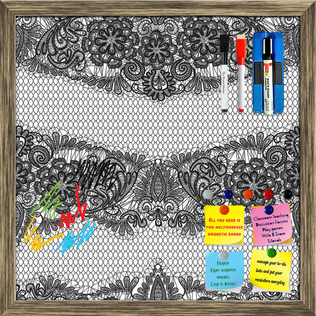 Black Lace Framed Magnetic Dry Erase Board | Combo with Magnet Buttons & Markers-Magnetic Boards Framed-MGB_FR-IC 5007455 IC 5007455, Ancient, Art and Paintings, Black, Black and White, Botanical, Culture, Decorative, Ethnic, Fashion, Floral, Flowers, Historical, Hobbies, Holidays, Illustrations, Medieval, Nature, Patterns, Retro, Signs, Signs and Symbols, Traditional, Tribal, Vintage, Wedding, White, World Culture, lace, framed, magnetic, dry, erase, board, printed, whiteboard, with, 4, magnets, 2, markers