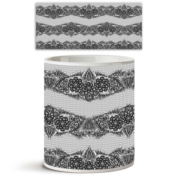 Black Lace Ceramic Coffee Tea Mug Inside White-Coffee Mugs-MUG-IC 5007455 IC 5007455, Ancient, Art and Paintings, Black, Black and White, Botanical, Culture, Decorative, Ethnic, Fashion, Floral, Flowers, Historical, Hobbies, Holidays, Illustrations, Medieval, Nature, Patterns, Retro, Signs, Signs and Symbols, Traditional, Tribal, Vintage, Wedding, White, World Culture, lace, ceramic, coffee, tea, mug, inside, pattern, textures, embroidery, art, backdrop, background, classic, craft, crochet, curve, deco, dec