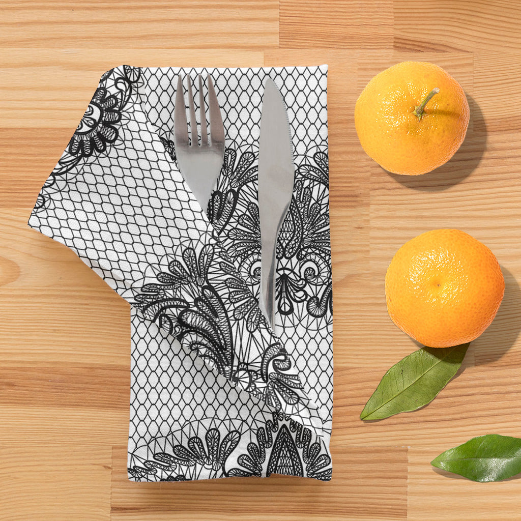 Black Lace Table Napkin-Table Napkins-NAP_TB-IC 5007455 IC 5007455, Ancient, Art and Paintings, Black, Black and White, Botanical, Culture, Decorative, Ethnic, Fashion, Floral, Flowers, Historical, Hobbies, Holidays, Illustrations, Medieval, Nature, Patterns, Retro, Signs, Signs and Symbols, Traditional, Tribal, Vintage, Wedding, White, World Culture, lace, table, napkin, pattern, textures, embroidery, art, backdrop, background, classic, craft, crochet, curve, deco, decor, decoration, design, doily, eleganc