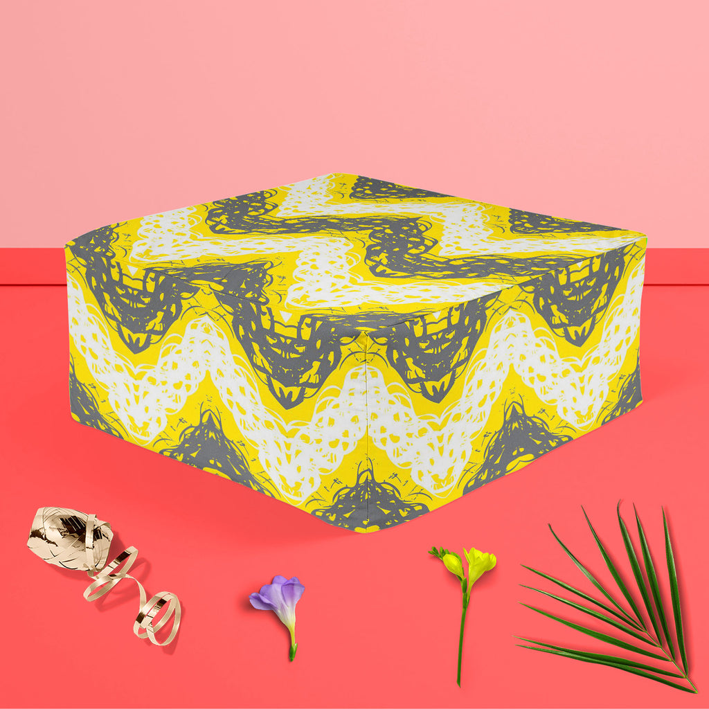 Brushed Zigzag Footstool Footrest Puffy Pouffe Ottoman Bean Bag | Canvas Fabric-Footstools-FST_CB_BN-IC 5007457 IC 5007457, Abstract Expressionism, Abstracts, Ancient, Arrows, Black and White, Bohemian, Brush Stroke, Chevron, Digital, Digital Art, Drawing, Geometric, Geometric Abstraction, Graffiti, Graphic, Hand Drawn, Historical, Illustrations, Medieval, Modern Art, Patterns, Retro, Semi Abstract, Signs, Signs and Symbols, Splatter, Stripes, Triangles, Vintage, Watercolour, White, brushed, zigzag, footsto