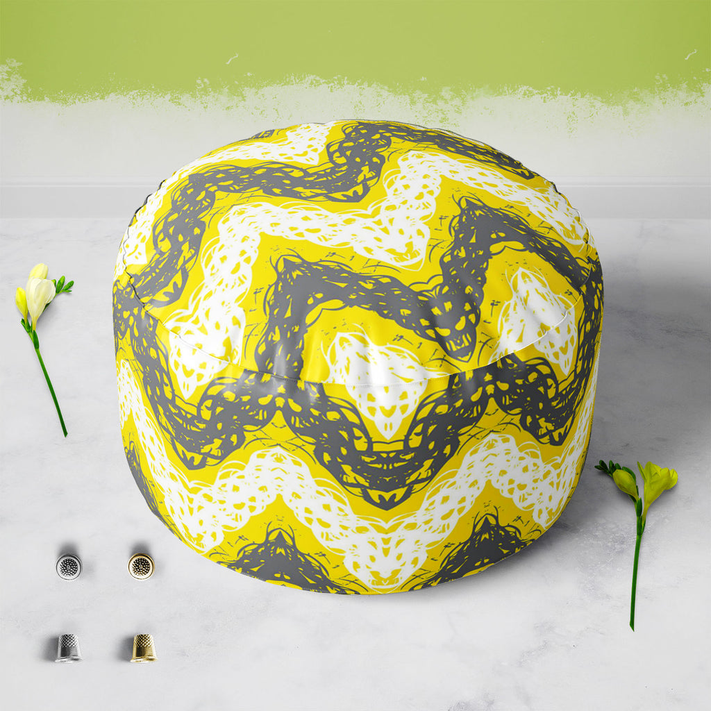 Brushed Zigzag Footstool Footrest Puffy Pouffe Ottoman Bean Bag | Canvas Fabric-Footstools-FST_CB_BN-IC 5007457 IC 5007457, Abstract Expressionism, Abstracts, Ancient, Arrows, Black and White, Bohemian, Brush Stroke, Chevron, Digital, Digital Art, Drawing, Geometric, Geometric Abstraction, Graffiti, Graphic, Hand Drawn, Historical, Illustrations, Medieval, Modern Art, Patterns, Retro, Semi Abstract, Signs, Signs and Symbols, Splatter, Stripes, Triangles, Vintage, Watercolour, White, brushed, zigzag, footsto