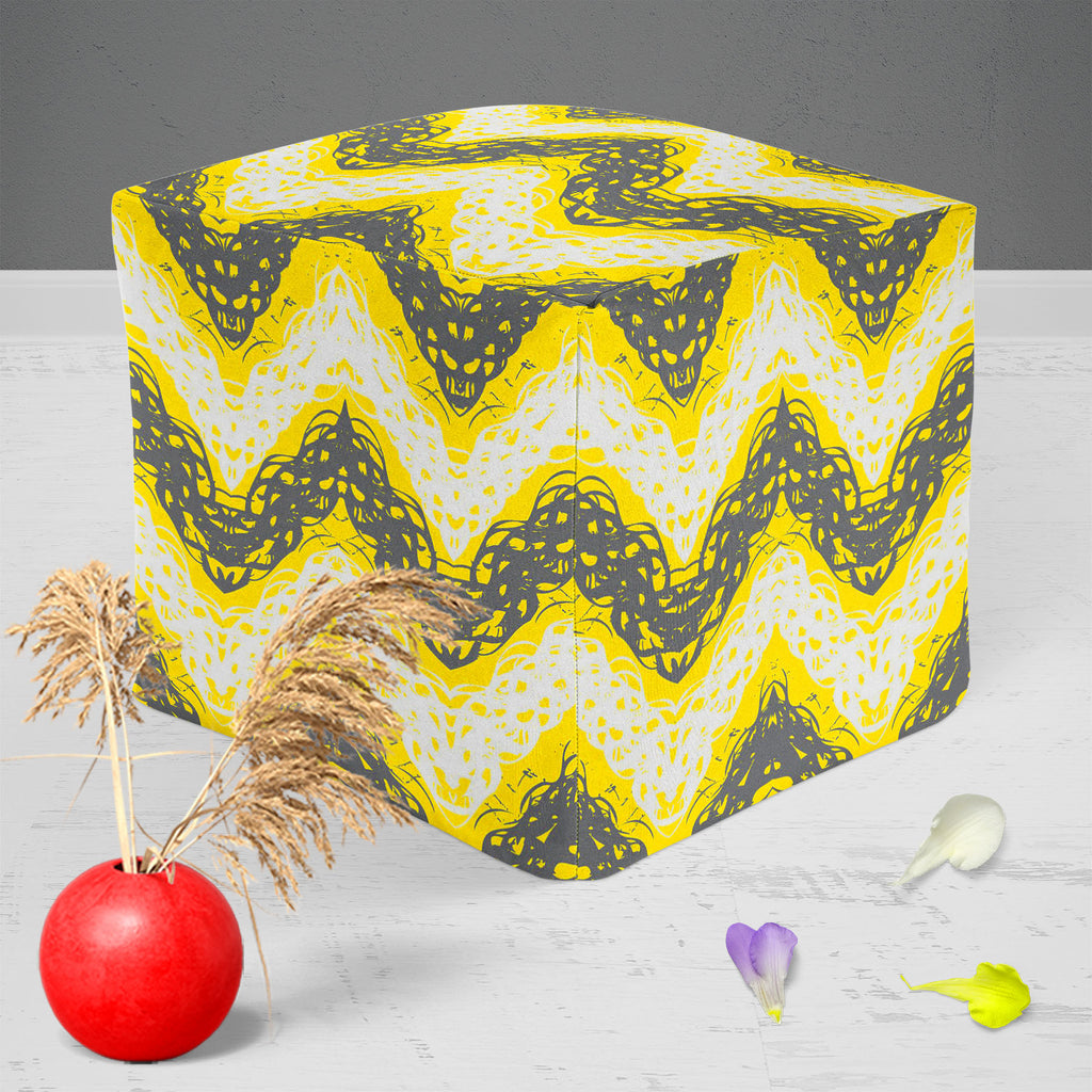 Brushed Zigzag Footstool Footrest Puffy Pouffe Ottoman Bean Bag | Canvas Fabric-Footstools-FST_CB_BN-IC 5007457 IC 5007457, Abstract Expressionism, Abstracts, Ancient, Arrows, Black and White, Bohemian, Brush Stroke, Chevron, Digital, Digital Art, Drawing, Geometric, Geometric Abstraction, Graffiti, Graphic, Hand Drawn, Historical, Illustrations, Medieval, Modern Art, Patterns, Retro, Semi Abstract, Signs, Signs and Symbols, Splatter, Stripes, Triangles, Vintage, Watercolour, White, brushed, zigzag, footsto
