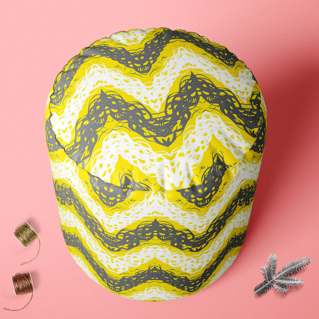 Brushed Zigzag Footstool Footrest Puffy Pouffe Ottoman Bean Bag | Canvas Fabric-Footstools-FST_CB_BN-IC 5007457 IC 5007457, Abstract Expressionism, Abstracts, Ancient, Arrows, Black and White, Bohemian, Brush Stroke, Chevron, Digital, Digital Art, Drawing, Geometric, Geometric Abstraction, Graffiti, Graphic, Hand Drawn, Historical, Illustrations, Medieval, Modern Art, Patterns, Retro, Semi Abstract, Signs, Signs and Symbols, Splatter, Stripes, Triangles, Vintage, Watercolour, White, brushed, zigzag, footsto
