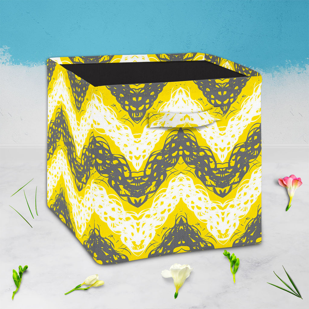 Brushed Zigzag Foldable Open Storage Bin | Organizer Box, Toy Basket, Shelf Box, Laundry Bag | Canvas Fabric-Storage Bins-STR_BI_CB-IC 5007457 IC 5007457, Abstract Expressionism, Abstracts, Ancient, Arrows, Black and White, Bohemian, Brush Stroke, Chevron, Digital, Digital Art, Drawing, Geometric, Geometric Abstraction, Graffiti, Graphic, Hand Drawn, Historical, Illustrations, Medieval, Modern Art, Patterns, Retro, Semi Abstract, Signs, Signs and Symbols, Splatter, Stripes, Triangles, Vintage, Watercolour, 