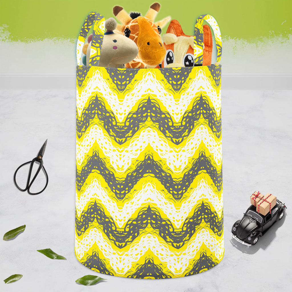 Brushed Zigzag Foldable Open Storage Bin | Organizer Box, Toy Basket, Shelf Box, Laundry Bag | Canvas Fabric-Storage Bins-STR_BI_CB-IC 5007457 IC 5007457, Abstract Expressionism, Abstracts, Ancient, Arrows, Black and White, Bohemian, Brush Stroke, Chevron, Digital, Digital Art, Drawing, Geometric, Geometric Abstraction, Graffiti, Graphic, Hand Drawn, Historical, Illustrations, Medieval, Modern Art, Patterns, Retro, Semi Abstract, Signs, Signs and Symbols, Splatter, Stripes, Triangles, Vintage, Watercolour, 