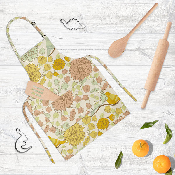 Beautiful Morning Apron | Adjustable, Free Size & Waist Tiebacks-Aprons Neck to Knee-APR_NK_KN-IC 5007458 IC 5007458, Ancient, Art and Paintings, Birds, Botanical, Decorative, Drawing, Floral, Flowers, Historical, Illustrations, Medieval, Nature, Patterns, Scenic, Signs, Signs and Symbols, Vintage, beautiful, morning, full-length, neck, to, knee, apron, poly-cotton, fabric, adjustable, buckle, waist, tiebacks, pattern, flower, background, art, backdrop, beige, bird, bloom, blossom, blue, bouquet, branch, br