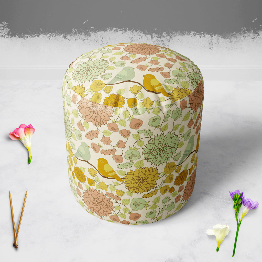 Beautiful Morning Footstool Footrest Puffy Pouffe Ottoman Bean Bag | Canvas Fabric-Footstools-FST_CB_BN-IC 5007458 IC 5007458, Ancient, Art and Paintings, Birds, Botanical, Decorative, Drawing, Floral, Flowers, Historical, Illustrations, Medieval, Nature, Patterns, Scenic, Signs, Signs and Symbols, Vintage, beautiful, morning, footstool, footrest, puffy, pouffe, ottoman, bean, bag, canvas, fabric, pattern, flower, background, art, backdrop, beige, bird, bloom, blossom, blue, bouquet, branch, brown, color, c