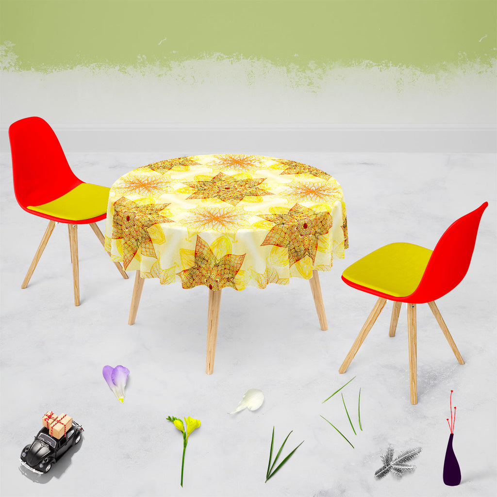 Ethnic Beige Ornament Table Cloth Cover-Table Covers-CVR_TB_RD-IC 5007462 IC 5007462, Abstract Expressionism, Abstracts, Allah, Arabic, Art and Paintings, Asian, Botanical, Circle, Cities, City Views, Culture, Drawing, Ethnic, Floral, Flowers, Geometric, Geometric Abstraction, Hinduism, Illustrations, Indian, Islam, Mandala, Nature, Paintings, Patterns, Retro, Semi Abstract, Signs, Signs and Symbols, Symbols, Traditional, Tribal, World Culture, beige, ornament, table, cloth, cover, abstract, art, background