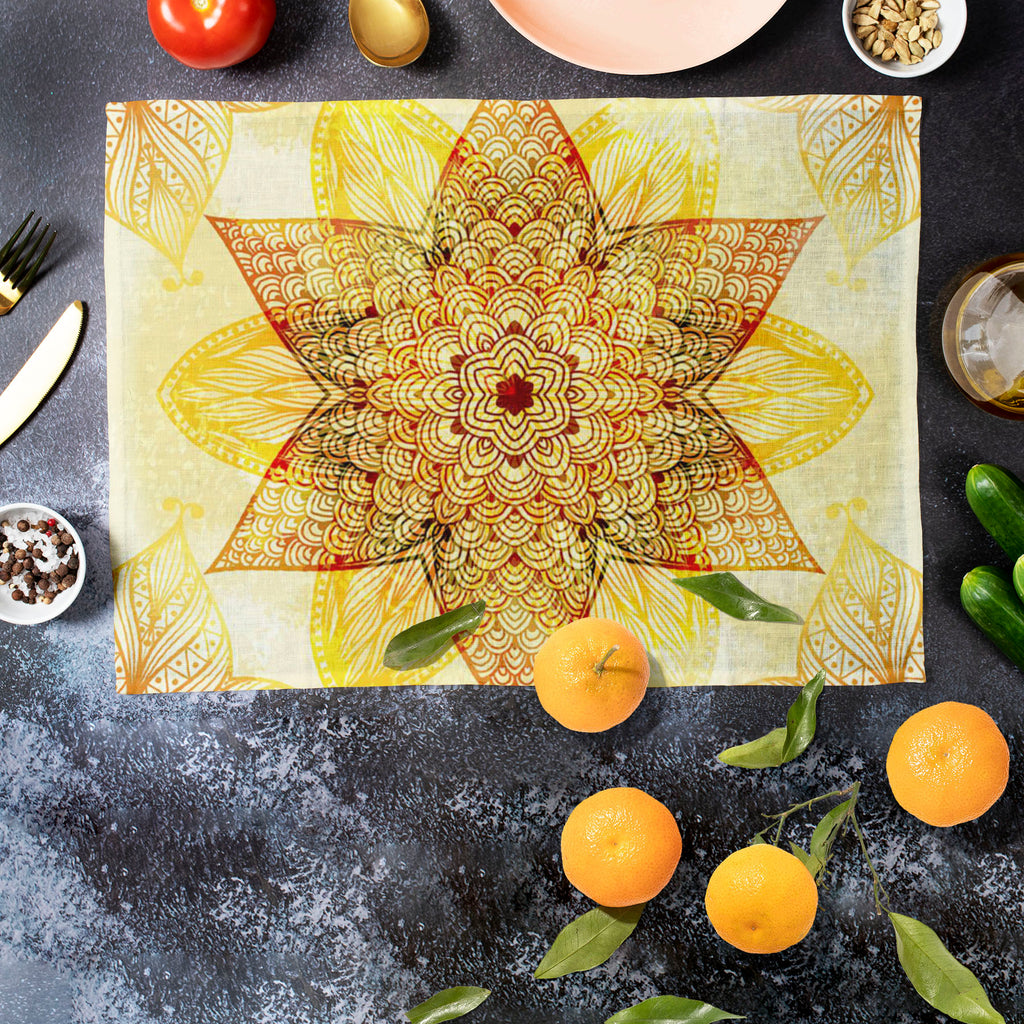 Ethnic Beige Ornament Table Mat Placemat-Table Place Mats Fabric-MAT_TB-IC 5007462 IC 5007462, Abstract Expressionism, Abstracts, Allah, Arabic, Art and Paintings, Asian, Botanical, Circle, Cities, City Views, Culture, Drawing, Ethnic, Floral, Flowers, Geometric, Geometric Abstraction, Hinduism, Illustrations, Indian, Islam, Mandala, Nature, Paintings, Patterns, Retro, Semi Abstract, Signs, Signs and Symbols, Symbols, Traditional, Tribal, World Culture, beige, ornament, table, mat, placemat, abstract, art, 