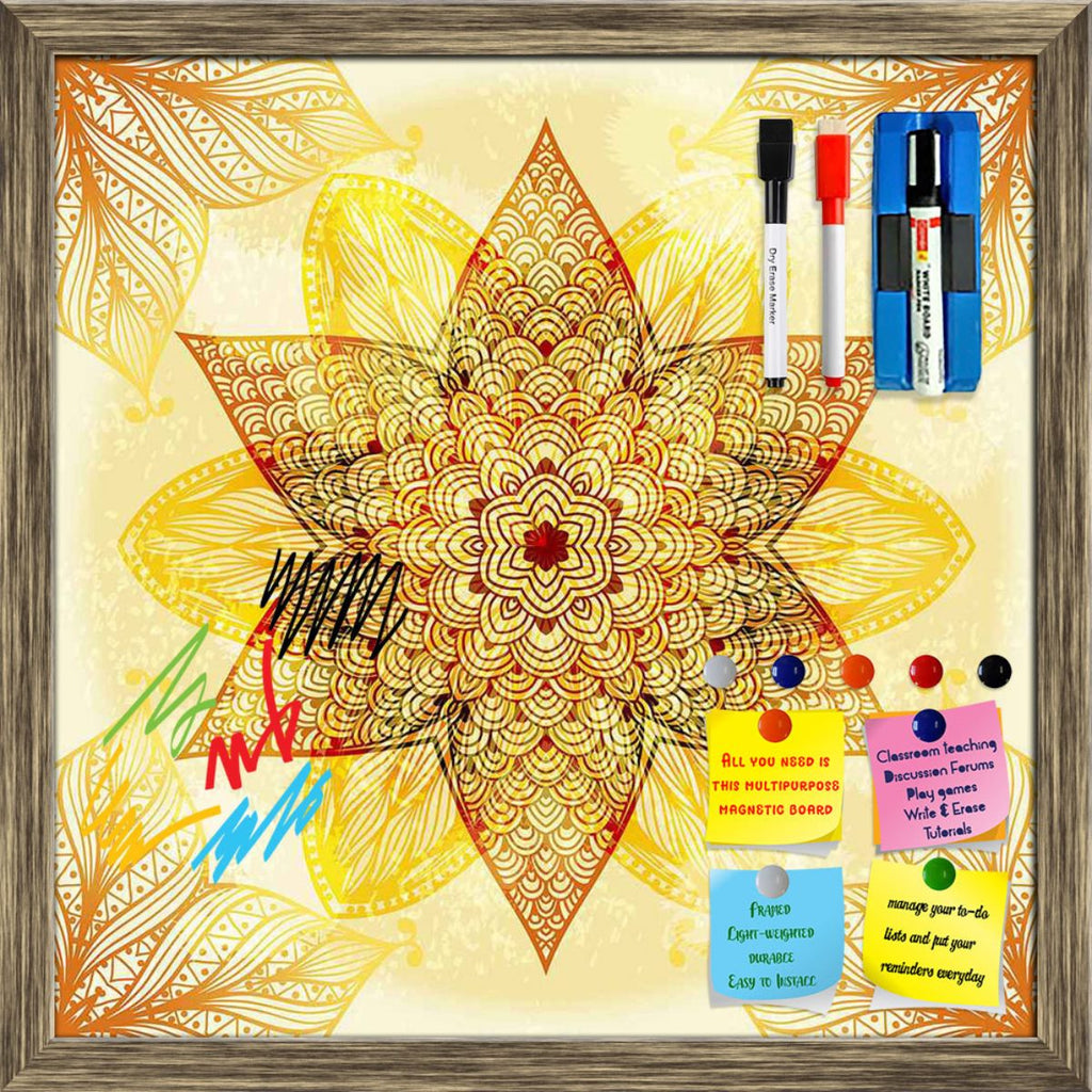 Ethnic Beige Ornament Framed Magnetic Dry Erase Board | Combo with Magnet Buttons & Markers-Magnetic Boards Framed-MGB_FR-IC 5007462 IC 5007462, Abstract Expressionism, Abstracts, Allah, Arabic, Art and Paintings, Asian, Botanical, Circle, Cities, City Views, Culture, Drawing, Ethnic, Floral, Flowers, Geometric, Geometric Abstraction, Hinduism, Illustrations, Indian, Islam, Mandala, Nature, Paintings, Patterns, Retro, Semi Abstract, Signs, Signs and Symbols, Symbols, Traditional, Tribal, World Culture, beig