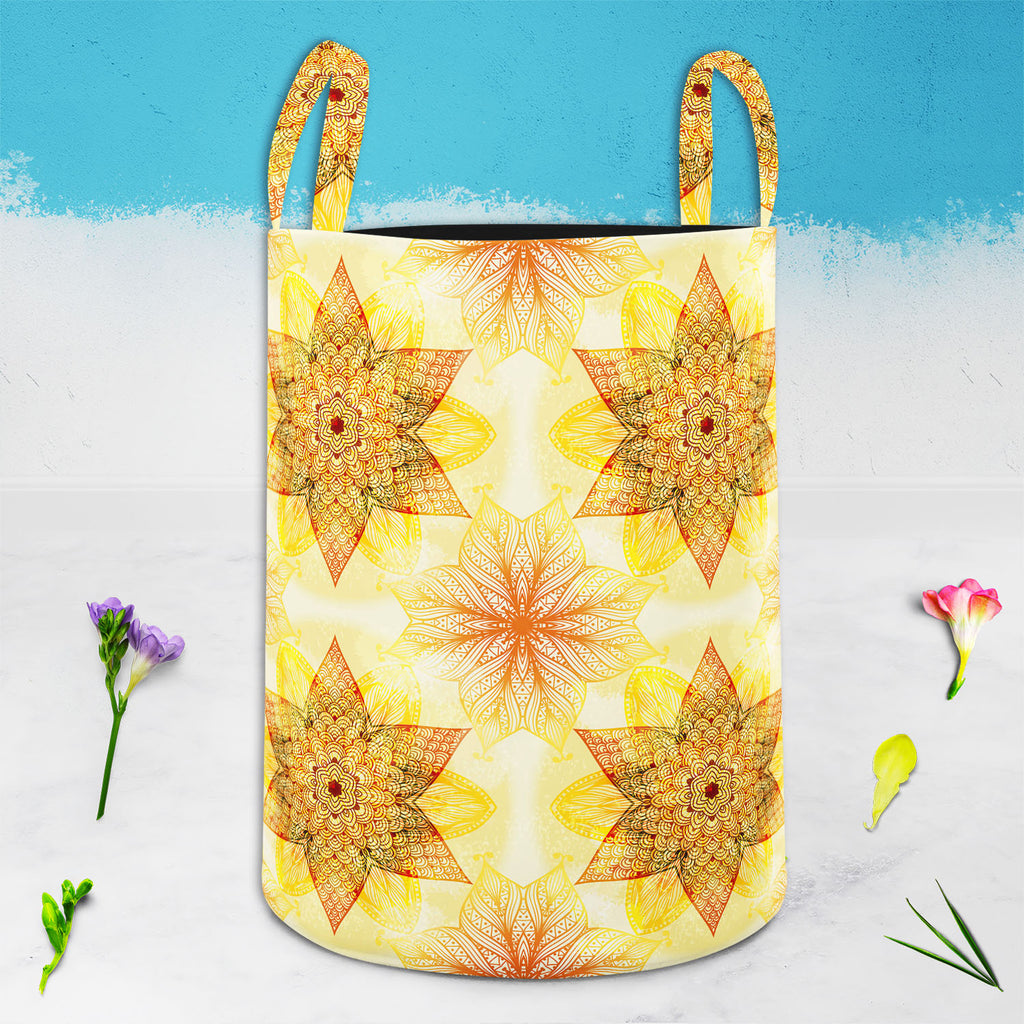 Ethnic Beige Ornament Foldable Open Storage Bin | Organizer Box, Toy Basket, Shelf Box, Laundry Bag | Canvas Fabric-Storage Bins-STR_BI_CB-IC 5007462 IC 5007462, Abstract Expressionism, Abstracts, Allah, Arabic, Art and Paintings, Asian, Botanical, Circle, Cities, City Views, Culture, Drawing, Ethnic, Floral, Flowers, Geometric, Geometric Abstraction, Hinduism, Illustrations, Indian, Islam, Mandala, Nature, Paintings, Patterns, Retro, Semi Abstract, Signs, Signs and Symbols, Symbols, Traditional, Tribal, Wo