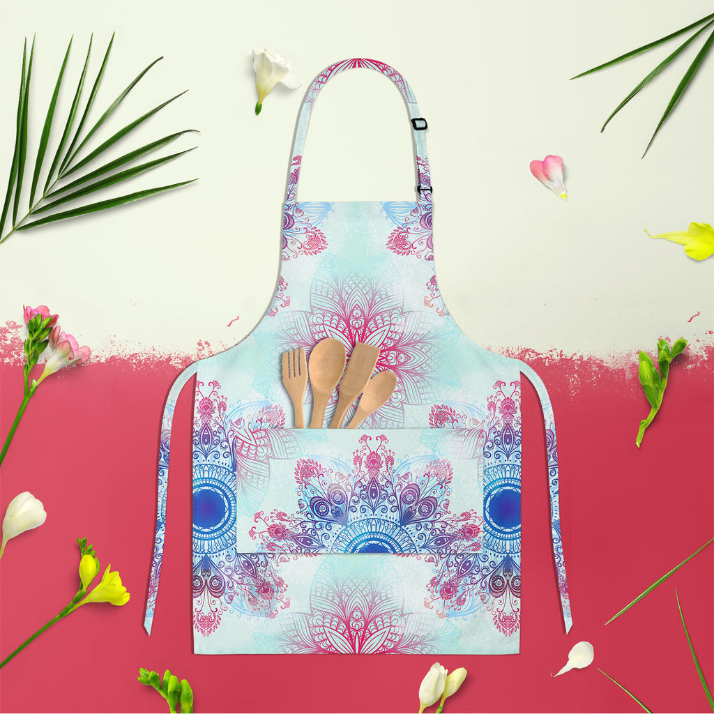 Ethnic Blue Ornament Apron | Adjustable, Free Size & Waist Tiebacks-Aprons Neck to Knee-APR_NK_KN-IC 5007463 IC 5007463, Abstract Expressionism, Abstracts, Allah, Arabic, Art and Paintings, Asian, Botanical, Circle, Cities, City Views, Culture, Drawing, Ethnic, Floral, Flowers, Geometric, Geometric Abstraction, Hinduism, Illustrations, Indian, Islam, Mandala, Nature, Paintings, Patterns, Retro, Semi Abstract, Signs, Signs and Symbols, Symbols, Traditional, Tribal, World Culture, blue, ornament, apron, adjus