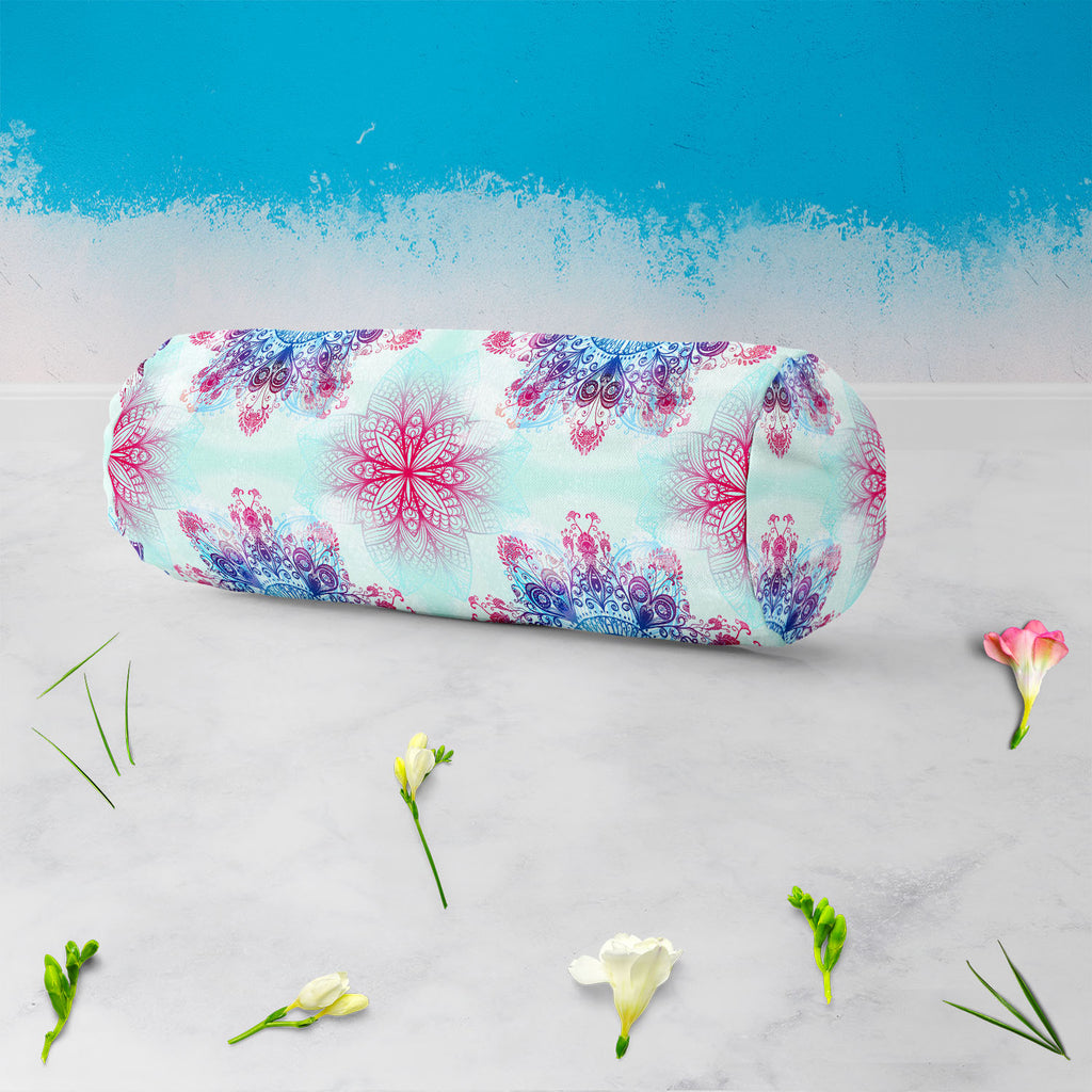 Ethnic Blue Ornament Bolster Cover Booster Cases | Concealed Zipper Opening-Bolster Covers-BOL_CV_ZP-IC 5007463 IC 5007463, Abstract Expressionism, Abstracts, Allah, Arabic, Art and Paintings, Asian, Botanical, Circle, Cities, City Views, Culture, Drawing, Ethnic, Floral, Flowers, Geometric, Geometric Abstraction, Hinduism, Illustrations, Indian, Islam, Mandala, Nature, Paintings, Patterns, Retro, Semi Abstract, Signs, Signs and Symbols, Symbols, Traditional, Tribal, World Culture, blue, ornament, bolster, 