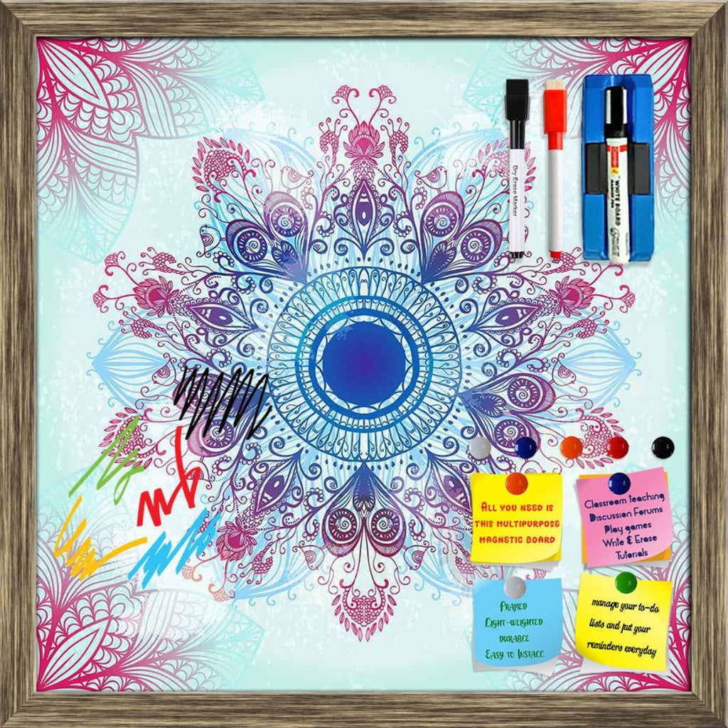 Ethnic Blue Ornament Framed Magnetic Dry Erase Board | Combo with Magnet Buttons & Markers-Magnetic Boards Framed-MGB_FR-IC 5007463 IC 5007463, Abstract Expressionism, Abstracts, Allah, Arabic, Art and Paintings, Asian, Botanical, Circle, Cities, City Views, Culture, Drawing, Ethnic, Floral, Flowers, Geometric, Geometric Abstraction, Hinduism, Illustrations, Indian, Islam, Mandala, Nature, Paintings, Patterns, Retro, Semi Abstract, Signs, Signs and Symbols, Symbols, Traditional, Tribal, World Culture, blue,
