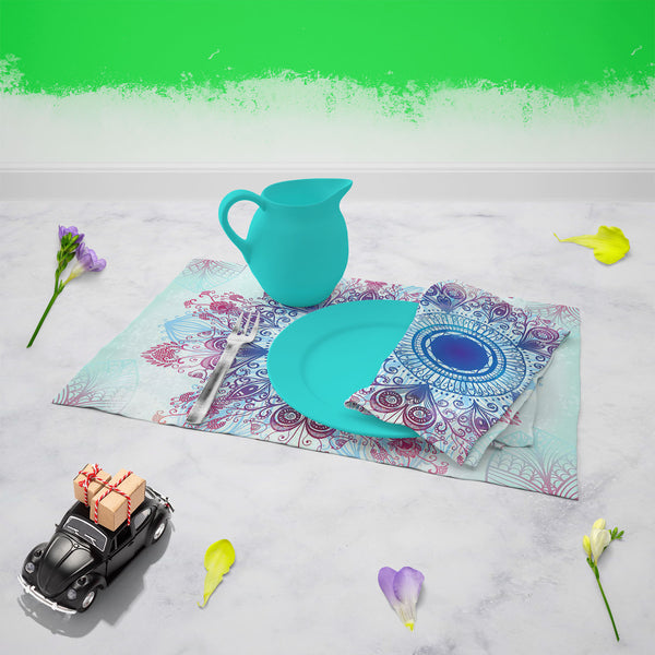 Ethnic Blue Ornament Table Napkin-Table Napkins-NAP_TB-IC 5007463 IC 5007463, Abstract Expressionism, Abstracts, Allah, Arabic, Art and Paintings, Asian, Botanical, Circle, Cities, City Views, Culture, Drawing, Ethnic, Floral, Flowers, Geometric, Geometric Abstraction, Hinduism, Illustrations, Indian, Islam, Mandala, Nature, Paintings, Patterns, Retro, Semi Abstract, Signs, Signs and Symbols, Symbols, Traditional, Tribal, World Culture, blue, ornament, table, napkin, for, dining, center, poly, cotton, fabri
