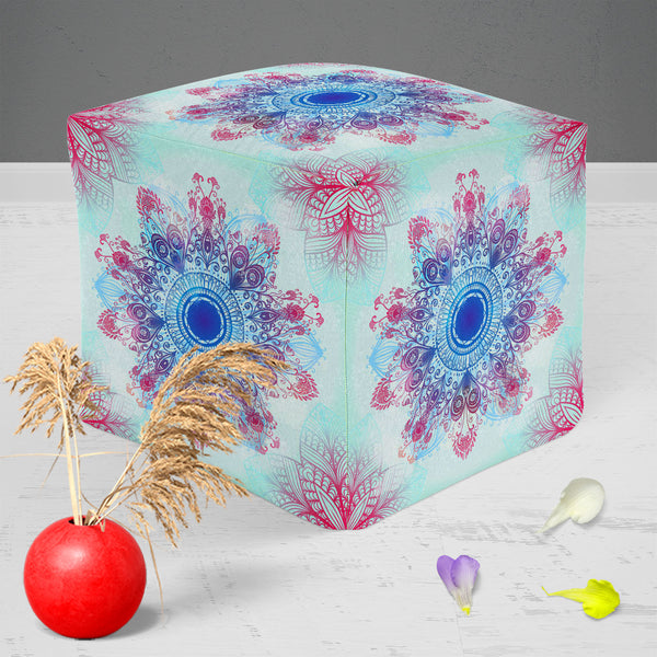 Ethnic Blue Ornament Footstool Footrest Puffy Pouffe Ottoman Bean Bag | Canvas Fabric-Footstools-FST_CB_BN-IC 5007463 IC 5007463, Abstract Expressionism, Abstracts, Allah, Arabic, Art and Paintings, Asian, Botanical, Circle, Cities, City Views, Culture, Drawing, Ethnic, Floral, Flowers, Geometric, Geometric Abstraction, Hinduism, Illustrations, Indian, Islam, Mandala, Nature, Paintings, Patterns, Retro, Semi Abstract, Signs, Signs and Symbols, Symbols, Traditional, Tribal, World Culture, blue, ornament, puf