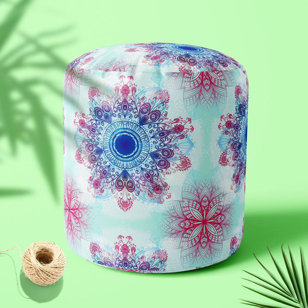 Ethnic Blue Ornament Footstool Footrest Puffy Pouffe Ottoman Bean Bag | Canvas Fabric-Footstools-FST_CB_BN-IC 5007463 IC 5007463, Abstract Expressionism, Abstracts, Allah, Arabic, Art and Paintings, Asian, Botanical, Circle, Cities, City Views, Culture, Drawing, Ethnic, Floral, Flowers, Geometric, Geometric Abstraction, Hinduism, Illustrations, Indian, Islam, Mandala, Nature, Paintings, Patterns, Retro, Semi Abstract, Signs, Signs and Symbols, Symbols, Traditional, Tribal, World Culture, blue, ornament, foo