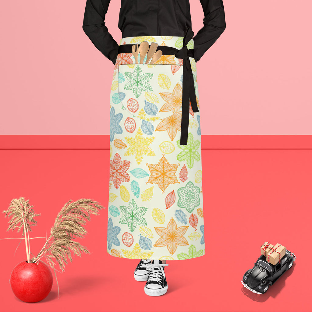 Ornate Leaves & Flowers Apron | Adjustable, Free Size & Waist Tiebacks-Aprons Waist to Feet-APR_WS_FT-IC 5007464 IC 5007464, Abstract Expressionism, Abstracts, Ancient, Art and Paintings, Botanical, Digital, Digital Art, Fashion, Floral, Flowers, Graphic, Historical, Illustrations, Medieval, Nature, Paintings, Patterns, Retro, Scenic, Seasons, Semi Abstract, Signs, Signs and Symbols, Vintage, ornate, leaves, apron, adjustable, free, size, waist, tiebacks, abstract, art, background, beautiful, beauty, beige,