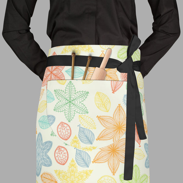 Ornate Leaves & Flowers Apron | Adjustable, Free Size & Waist Tiebacks-Aprons Waist to Feet-APR_WS_FT-IC 5007464 IC 5007464, Abstract Expressionism, Abstracts, Ancient, Art and Paintings, Botanical, Digital, Digital Art, Fashion, Floral, Flowers, Graphic, Historical, Illustrations, Medieval, Nature, Paintings, Patterns, Retro, Scenic, Seasons, Semi Abstract, Signs, Signs and Symbols, Vintage, ornate, leaves, full-length, waist, to, feet, apron, poly-cotton, fabric, adjustable, tiebacks, abstract, art, backg