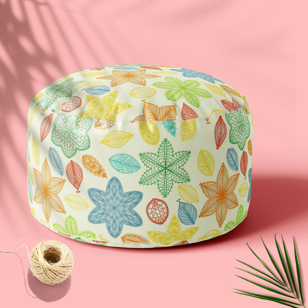 Ornate Leaves & Flowers Footstool Footrest Puffy Pouffe Ottoman Bean Bag | Canvas Fabric-Footstools-FST_CB_BN-IC 5007464 IC 5007464, Abstract Expressionism, Abstracts, Ancient, Art and Paintings, Botanical, Digital, Digital Art, Fashion, Floral, Flowers, Graphic, Historical, Illustrations, Medieval, Nature, Paintings, Patterns, Retro, Scenic, Seasons, Semi Abstract, Signs, Signs and Symbols, Vintage, ornate, leaves, footstool, footrest, puffy, pouffe, ottoman, bean, bag, canvas, fabric, abstract, art, backg