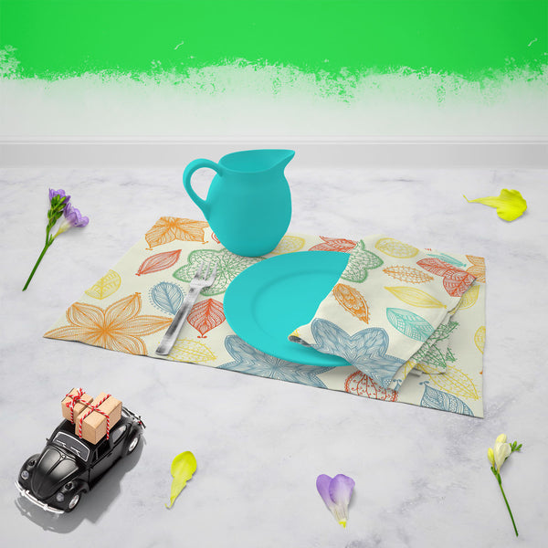 Ornate Leaves & Flowers Table Napkin-Table Napkins-NAP_TB-IC 5007464 IC 5007464, Abstract Expressionism, Abstracts, Ancient, Art and Paintings, Botanical, Digital, Digital Art, Fashion, Floral, Flowers, Graphic, Historical, Illustrations, Medieval, Nature, Paintings, Patterns, Retro, Scenic, Seasons, Semi Abstract, Signs, Signs and Symbols, Vintage, ornate, leaves, table, napkin, for, dining, center, poly, cotton, fabric, abstract, art, background, beautiful, beauty, beige, blossom, blue, concept, contempor
