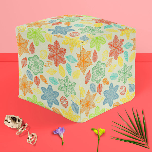Ornate Leaves & Flowers Footstool Footrest Puffy Pouffe Ottoman Bean Bag | Canvas Fabric-Footstools-FST_CB_BN-IC 5007464 IC 5007464, Abstract Expressionism, Abstracts, Ancient, Art and Paintings, Botanical, Digital, Digital Art, Fashion, Floral, Flowers, Graphic, Historical, Illustrations, Medieval, Nature, Paintings, Patterns, Retro, Scenic, Seasons, Semi Abstract, Signs, Signs and Symbols, Vintage, ornate, leaves, puffy, pouffe, ottoman, footstool, footrest, bean, bag, canvas, fabric, abstract, art, backg