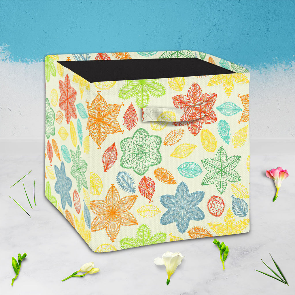 Ornate Leaves & Flowers Foldable Open Storage Bin | Organizer Box, Toy Basket, Shelf Box, Laundry Bag | Canvas Fabric-Storage Bins-STR_BI_CB-IC 5007464 IC 5007464, Abstract Expressionism, Abstracts, Ancient, Art and Paintings, Botanical, Digital, Digital Art, Fashion, Floral, Flowers, Graphic, Historical, Illustrations, Medieval, Nature, Paintings, Patterns, Retro, Scenic, Seasons, Semi Abstract, Signs, Signs and Symbols, Vintage, ornate, leaves, foldable, open, storage, bin, organizer, box, toy, basket, sh
