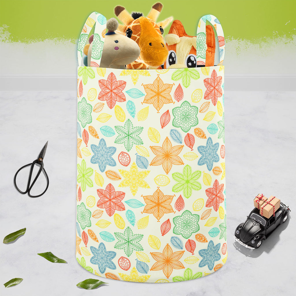 Ornate Leaves & Flowers Foldable Open Storage Bin | Organizer Box, Toy Basket, Shelf Box, Laundry Bag | Canvas Fabric-Storage Bins-STR_BI_CB-IC 5007464 IC 5007464, Abstract Expressionism, Abstracts, Ancient, Art and Paintings, Botanical, Digital, Digital Art, Fashion, Floral, Flowers, Graphic, Historical, Illustrations, Medieval, Nature, Paintings, Patterns, Retro, Scenic, Seasons, Semi Abstract, Signs, Signs and Symbols, Vintage, ornate, leaves, foldable, open, storage, bin, organizer, box, toy, basket, sh